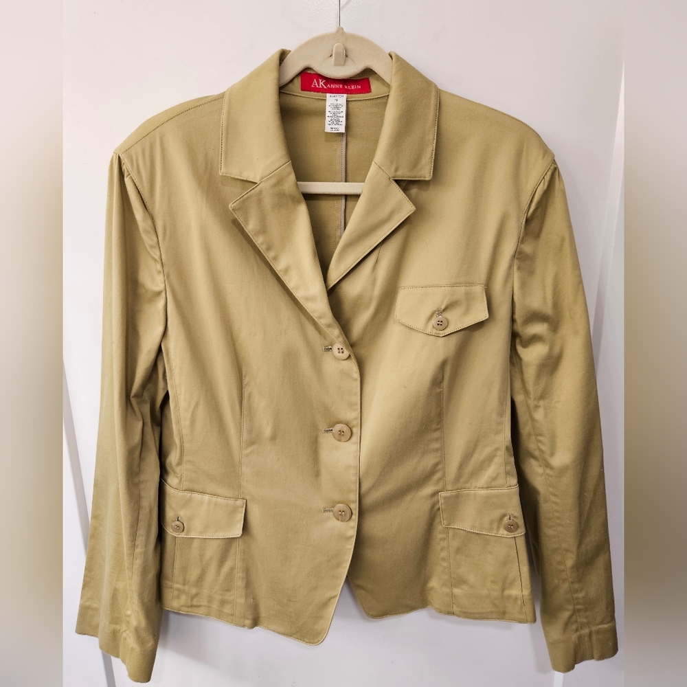 NWOT - Anne Klein Green Cotton Stretch Summer Blazer - Size 16